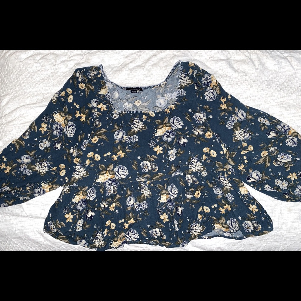 AEO Floral Cropped Blouse
